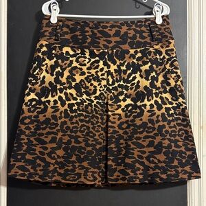ETCETERA Denim Cheetah Print Mini A-Line Skirt Size: 8 Length: 20”